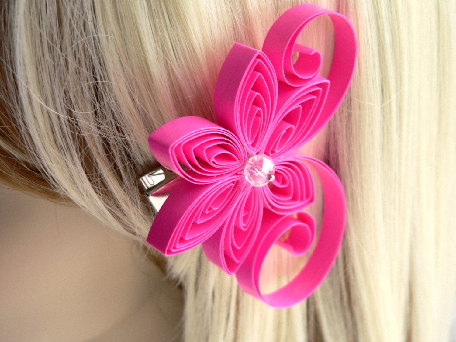 Pink Hair Accessories Bridal Hot Pink Wedding Hair by LoveAccented