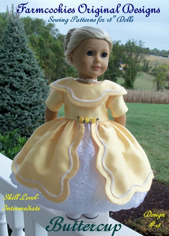 Buttercup- PDF Sewing Pattern for American Girl ® Marie Grace, Cecile, Caroline or other 18" Dolls