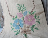 Items similar to Cross-Stitch Vintage Linen Table Runner on Etsy