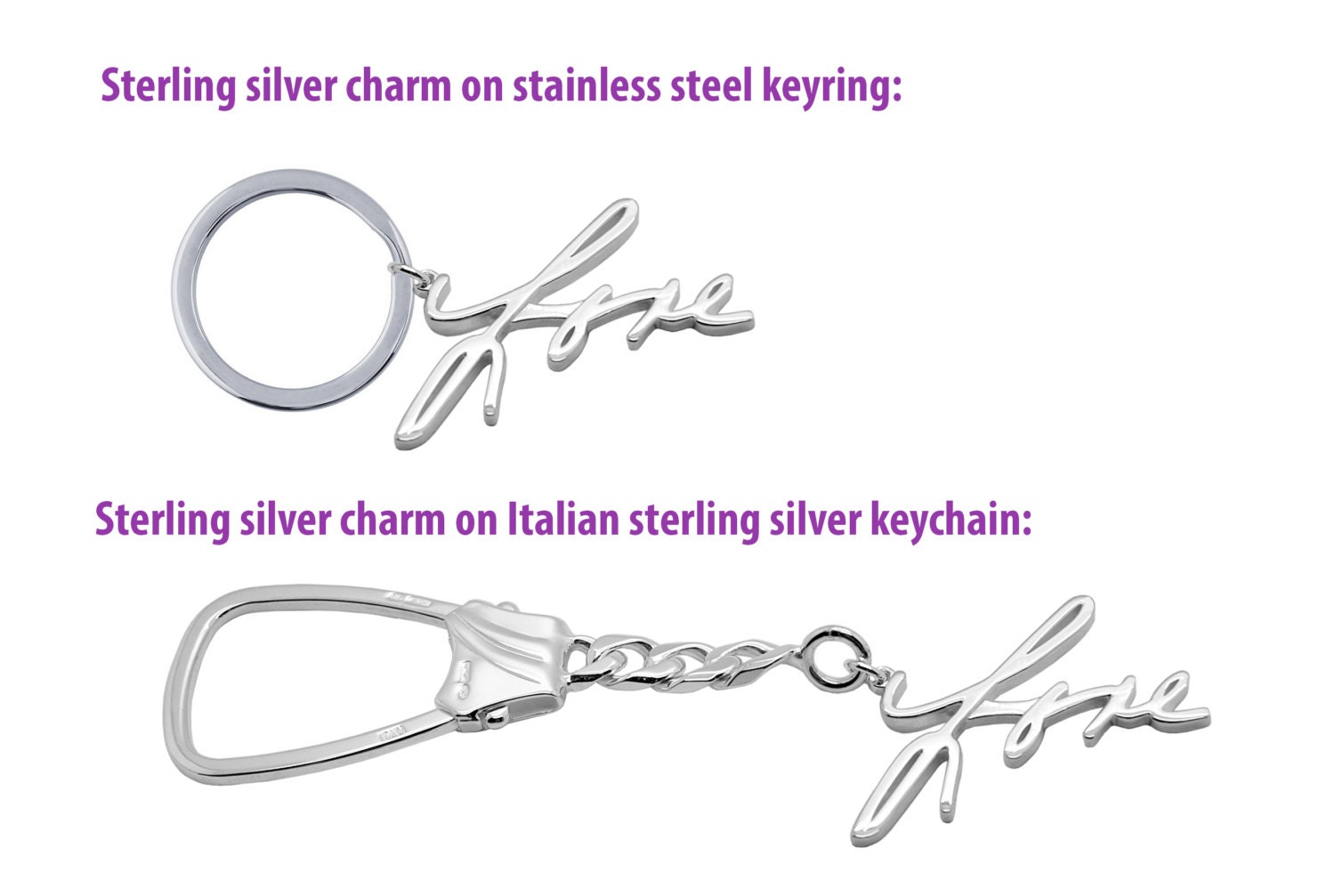 Personalized Keychain Sterling Silver by FineJewelrySavenko