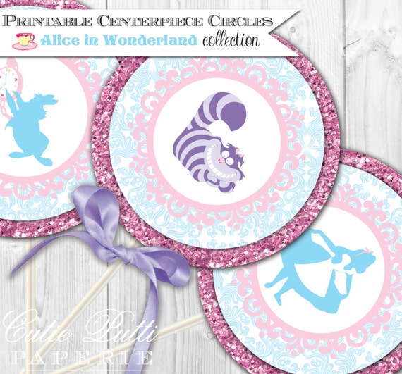 Alice in Wonderland Party Printable 4" Themed Party Circles by Cutie Putti Paperie Il_570xn