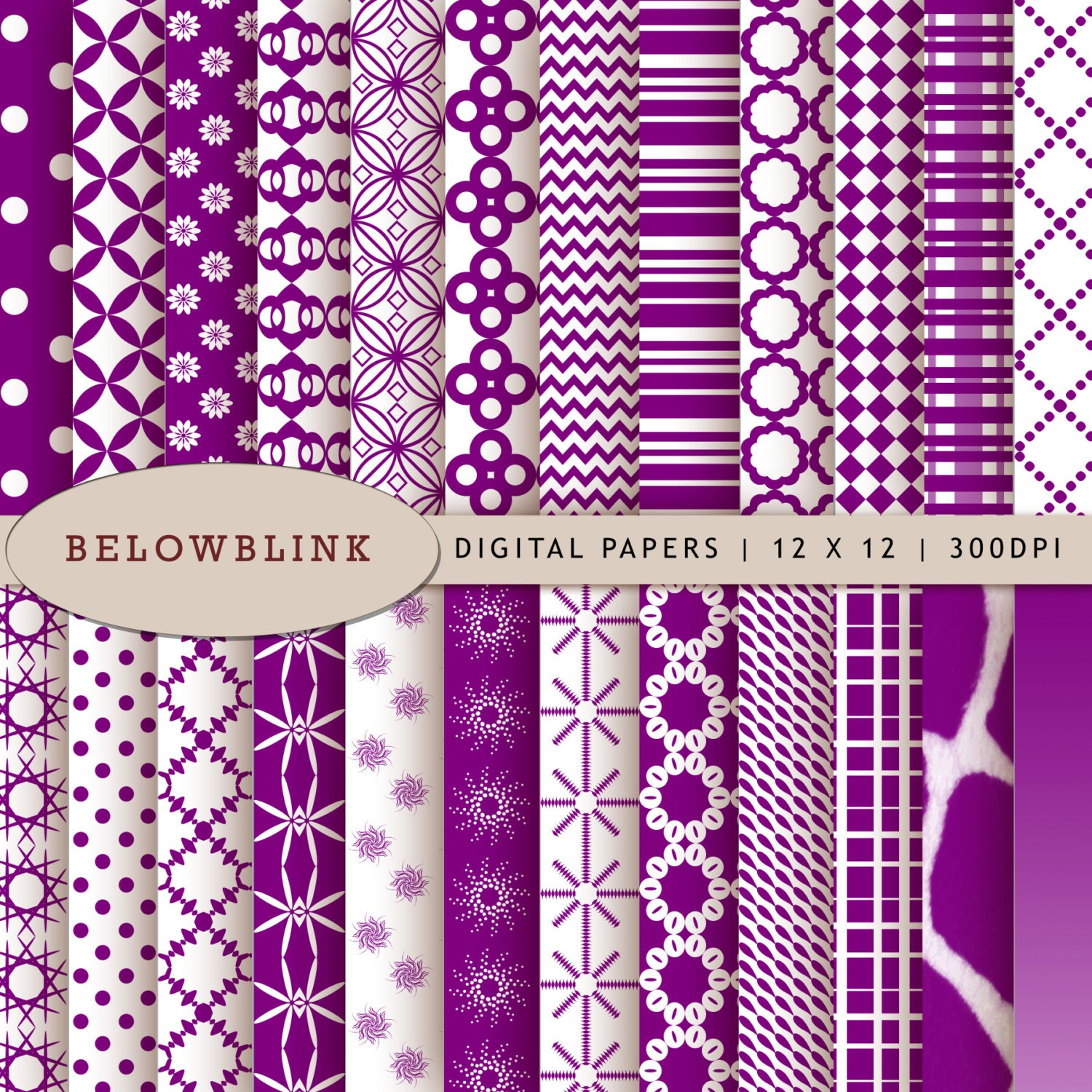 Purple Digital Paper Pack Scrapbook Papers 24 jpg by BelowBlink