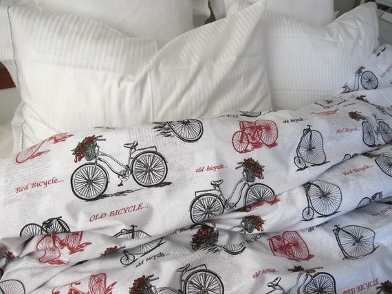 Old Bicycle print duvet cover Twin Queen Full KING bedding - Black ...