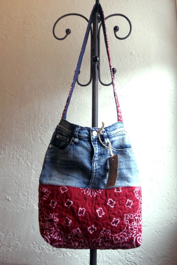 Items similar to DenimBandana Hand Bag on Etsy