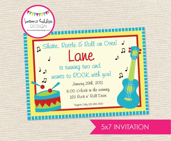 Music Birthday Invitation, Music Birthday, Music Printables, Music Decorations, Guitar Invitation, Drums Invitation, Lauren Haddox Designs Il_570xn