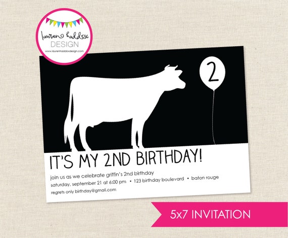 DIY, Cow Birthday Party INVITATION ONLY Il_570xn