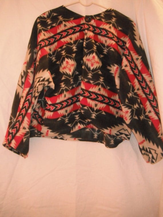 Bold Native American print fleece bed jacket plus sizes