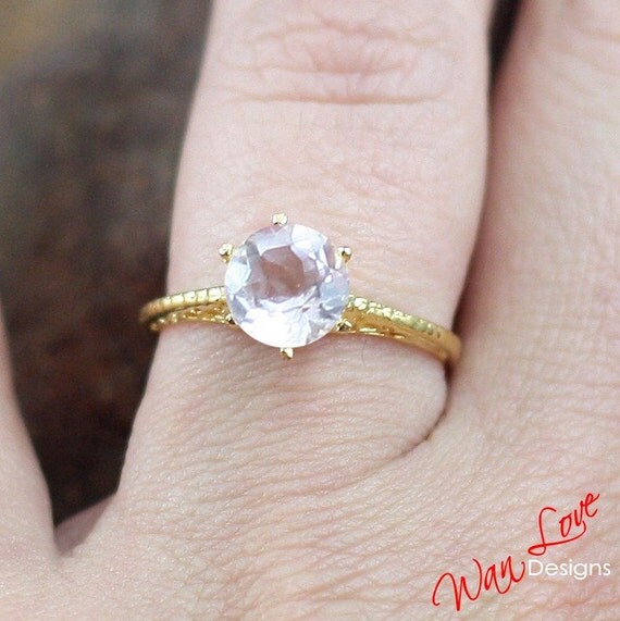 Morganite Solitaire Antique style filigree ring white-yellow-rose gold-Custom made your size-Wedding-Engagement-Anniversary-Layaway Platinum