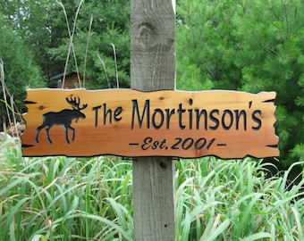 Personalized Cabin Signs - Routed Wooden Signs - Wooden Cabin Signs - Campsite Signs - Cedar Signs - 22" x 6"
