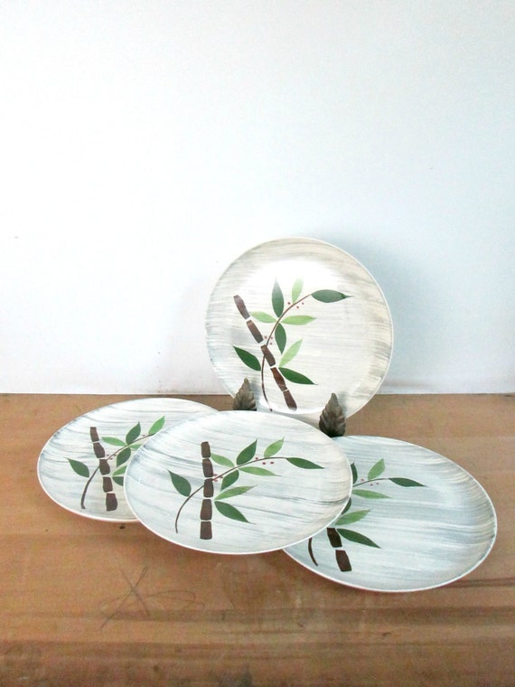 Vintage 1950s Dinner Plates Bamboo Design Stetson Creations