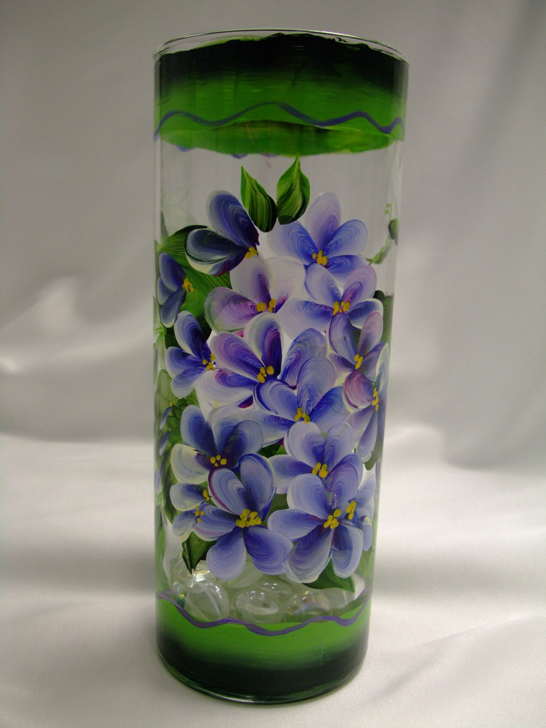 Hand painted purple flower vase with by 800ChestnutStreet on Etsy