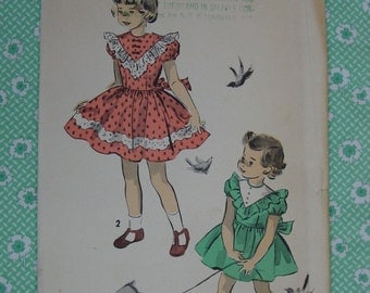 Vintage Pattern 1940's Advance No.4671 Girls Dress, Size 3, Uncut