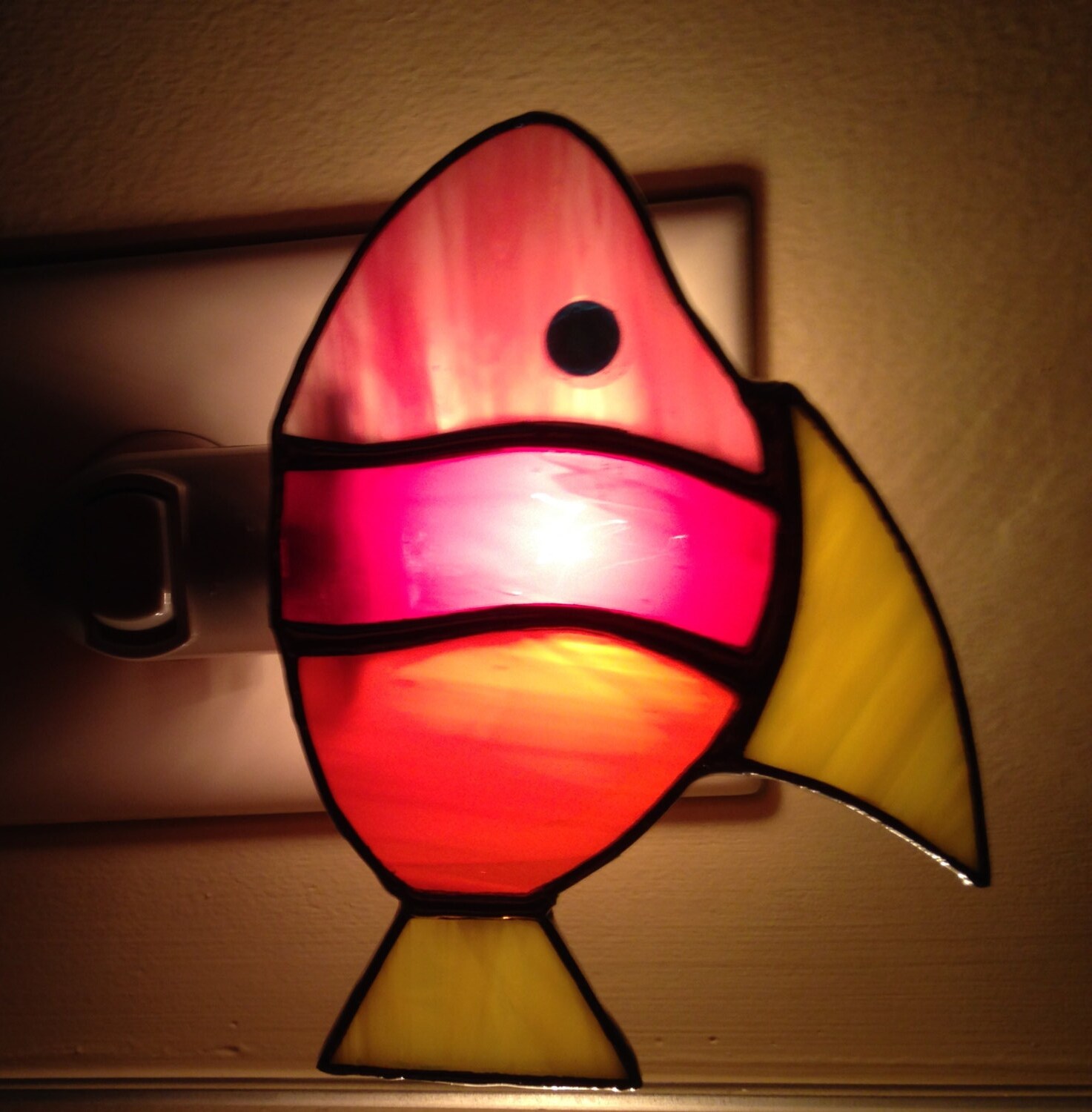 Fish Night Light Stained Glass by Dana Lin by StainedGlassDanaLin