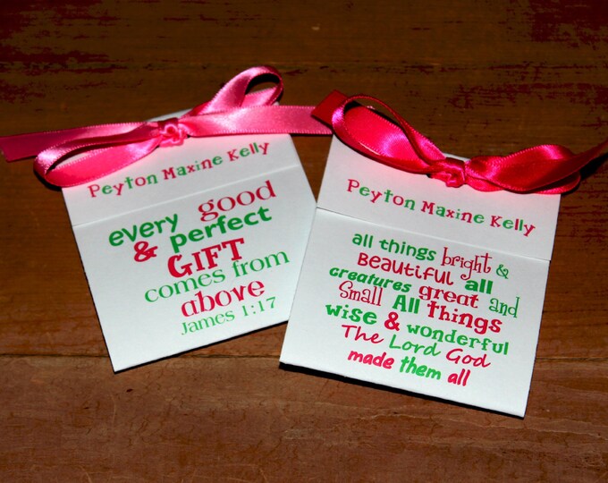 Subway Art Tea Favors ~ Baptism or First Communion or Christening Favors for Boys or Girls