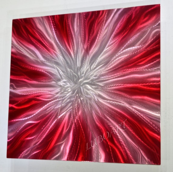 RED METAL painting Abstract modern contemporary wall by luboart