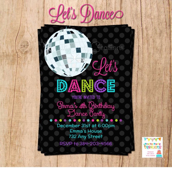 LET'S DANCE Disco Ball invitation YOU Print