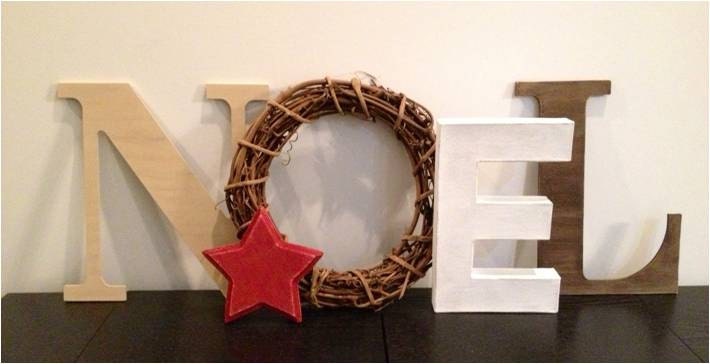 NOEL Christmas Decor Letters with Wreath (Mantel Decoration)