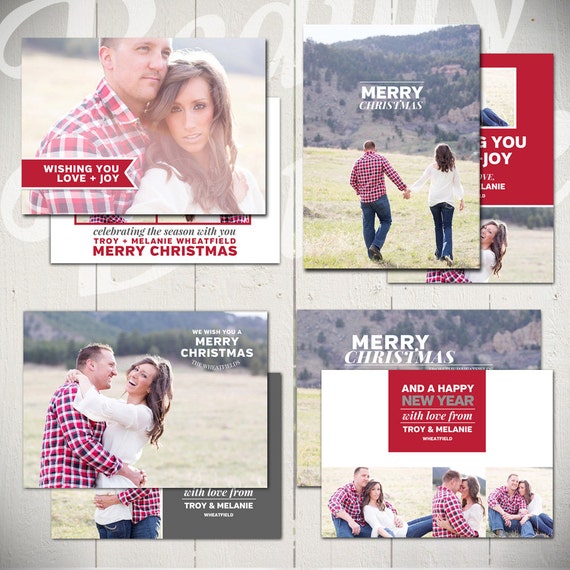 Christmas Card Templates: Love Joy Set of Four 5x7 Holiday