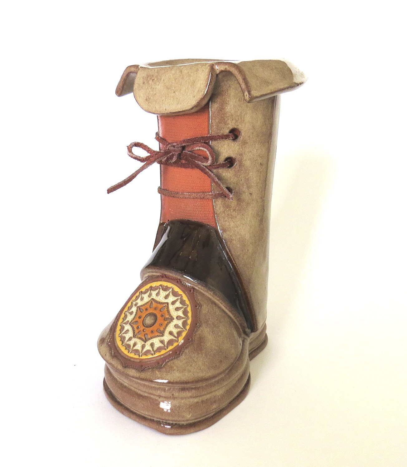 SaleVintage CERAMIC BOOT VASE / Planter / Clay Cobbler
