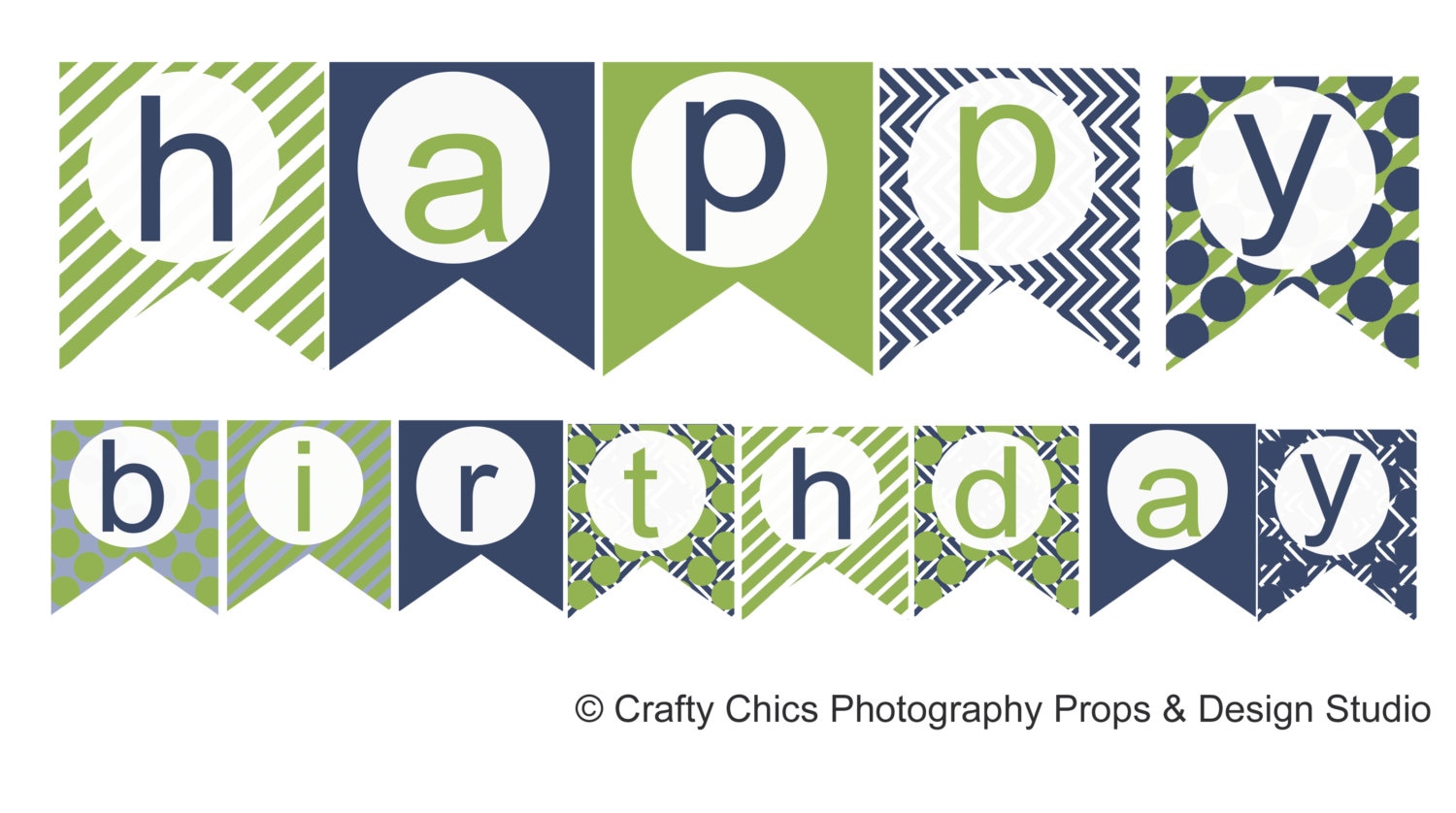 diy blue green happy birthday banner printable