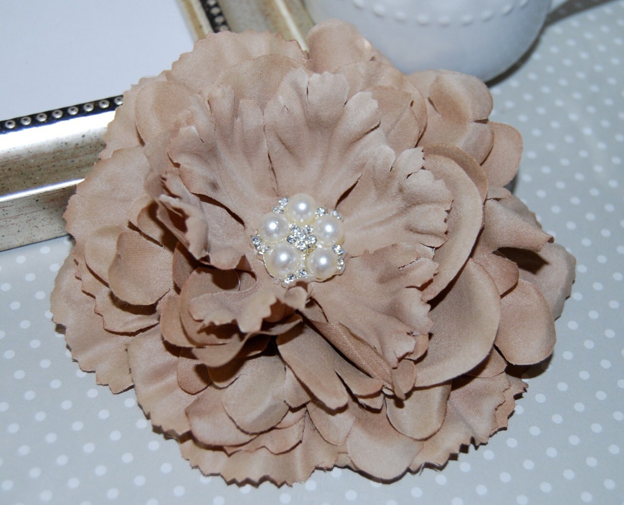 Ivory Cream Fabric Flowers Large 4.5 silk flower with