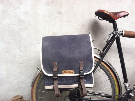 Bicycle Accessory, Pannier Messenger Bag, Waxed Canvas Bicycle Bag ...