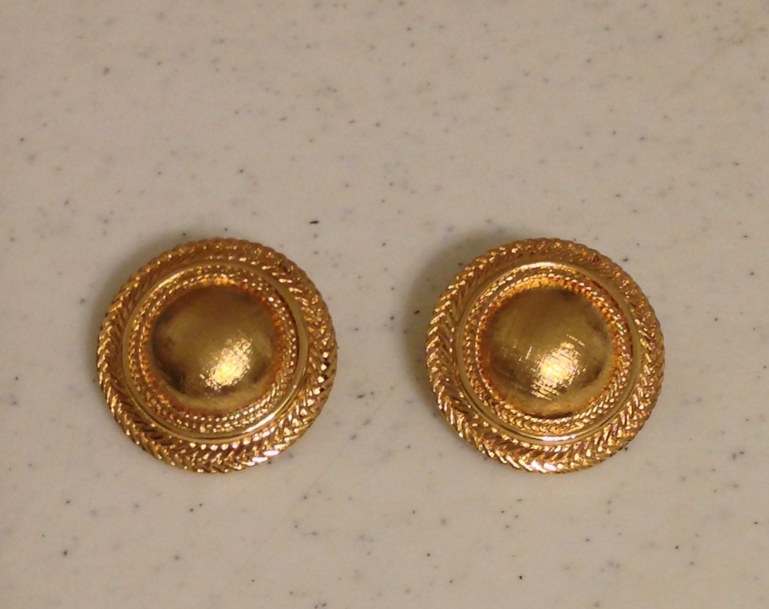 Round Gold Clip On Earrings 1.25 Inches Roung ON SALE