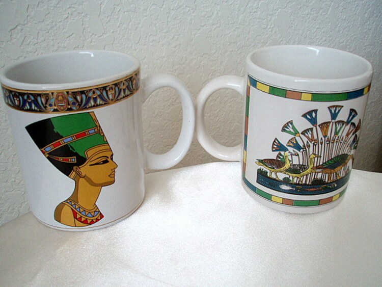 Egyptian Cups Hostess Mugs His and Hers by alltravelerstore