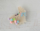 Light Off White Burlap Cottontail Bunny Bunting Garland with Pastel Colors Il_170x135