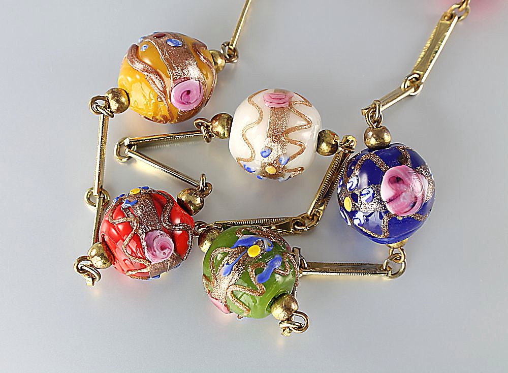 Vintage Murano glass bead Necklace wedding