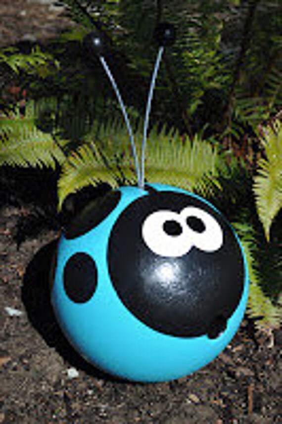 Items similar to Blue Ladybug Bowling Ball Garden Art on Etsy