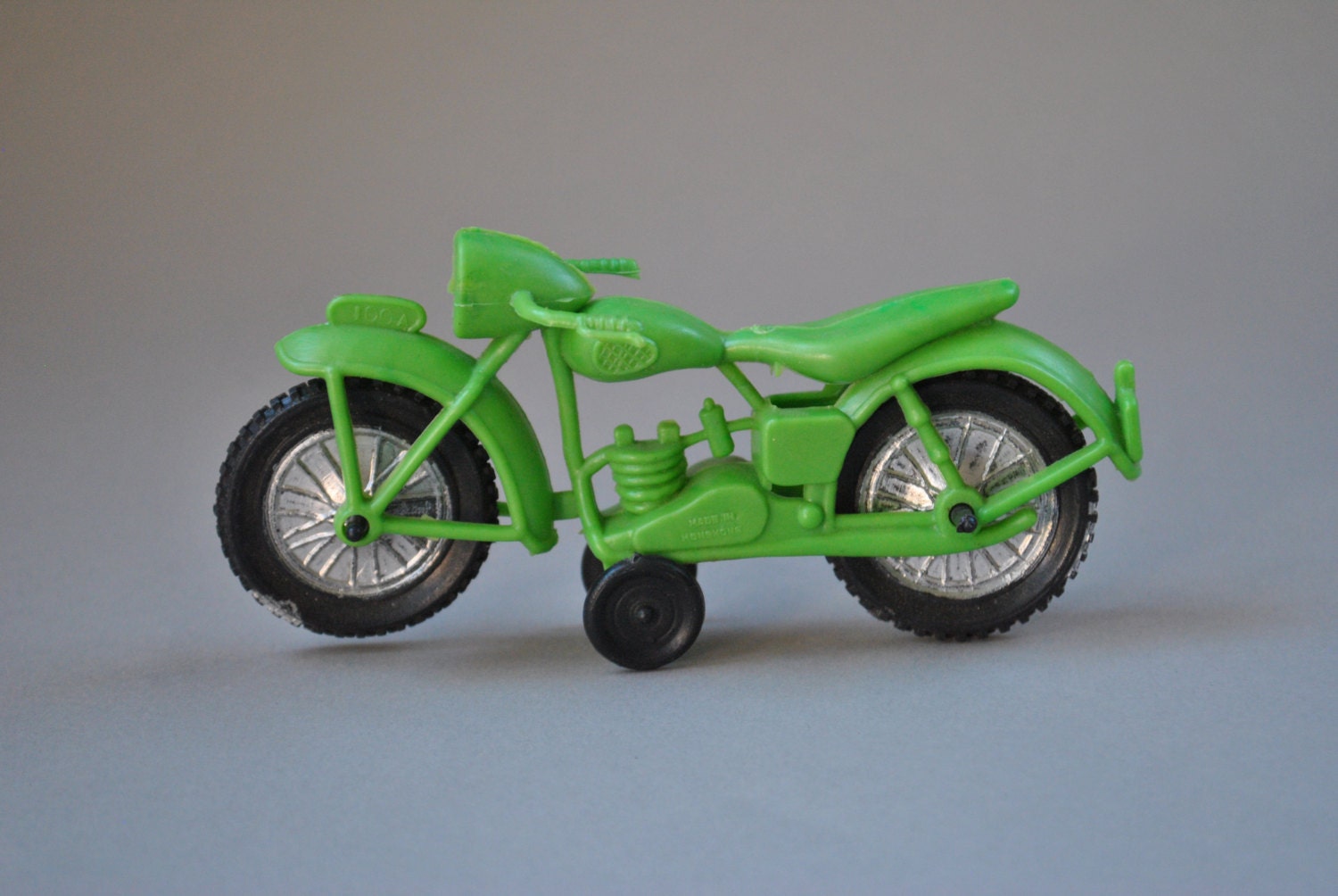  Vintage  1970 s Green Plastic  Motorcycle  Toy Made in Hong