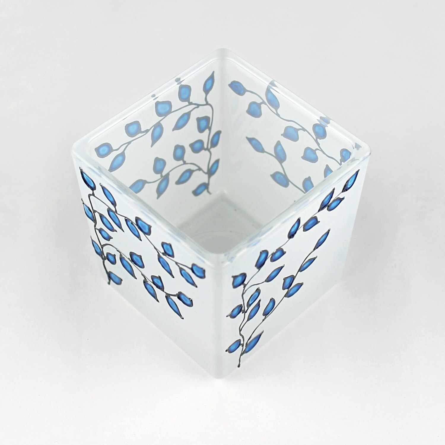 Glass Tea Light Holder Hand Painted Glass Decor by witchcorner