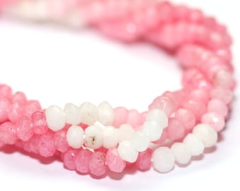 Mystic Pink Opal Micro Faceted Rondelles 1/4 Strand Shaded Pink Mystic Coated Semi Precious Gemstone
