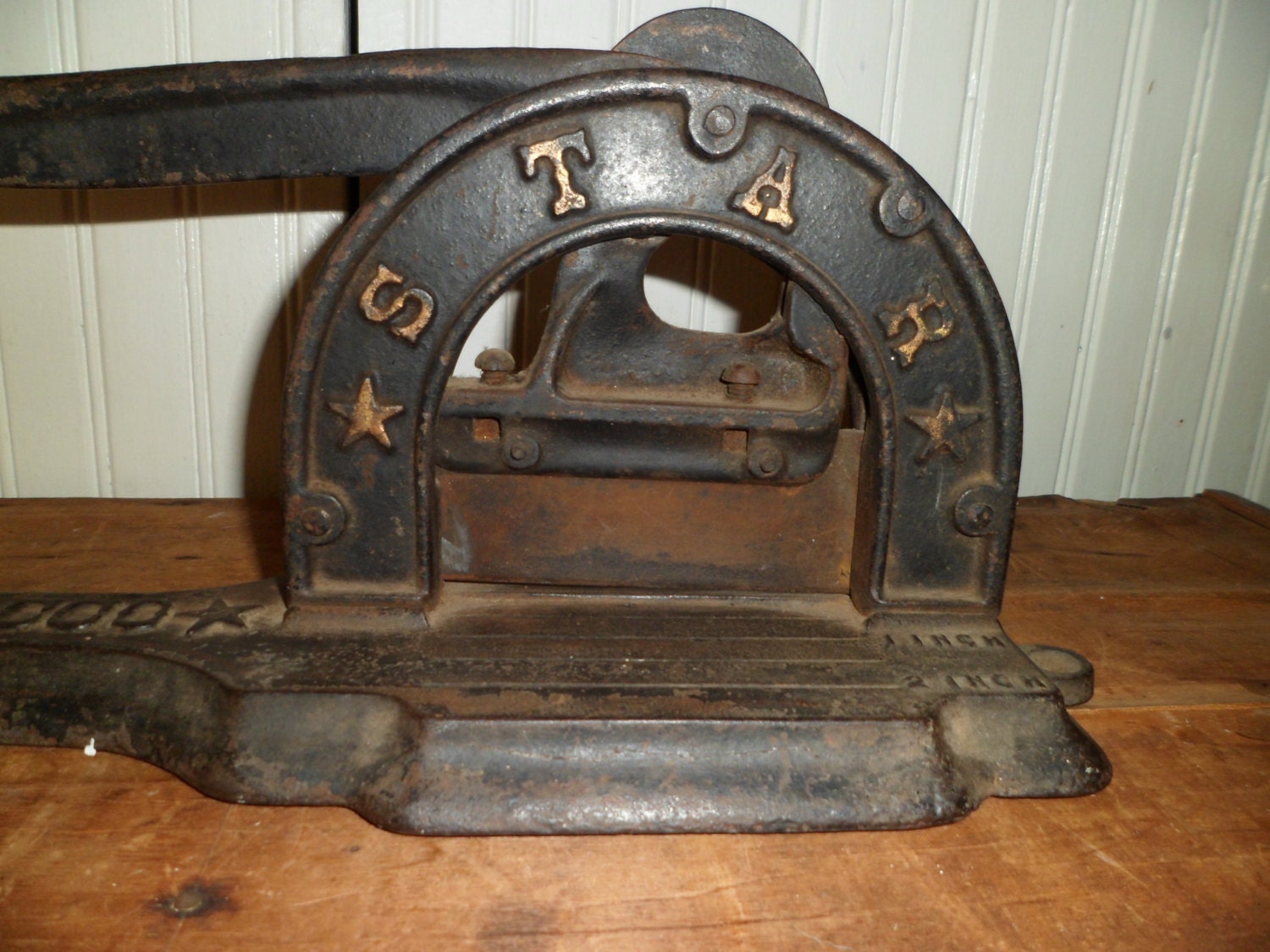 Antique Tobacco Cutter / Cast Iron / Star Brand / dated 1885