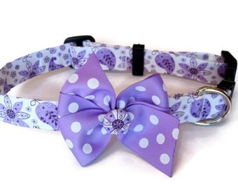 Purple Paisley Dog Collar size Medium