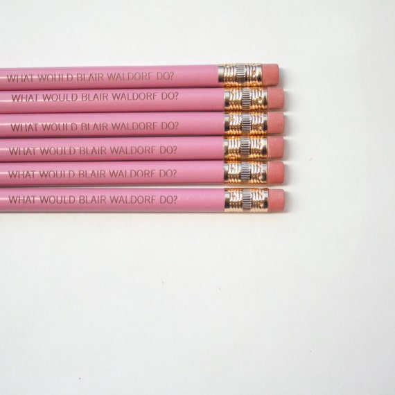 what would blair waldorf do 6 engraved pencils in light lavender. back to school.