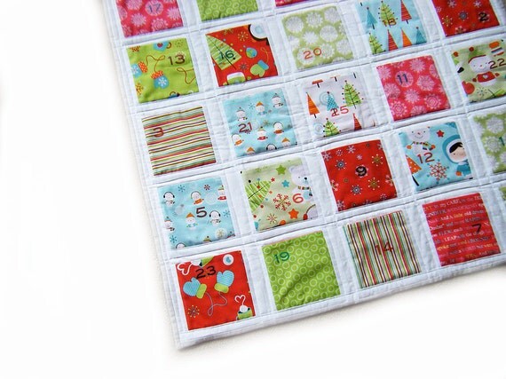 Reversible Advent Calendar Quilted Funky Christmas