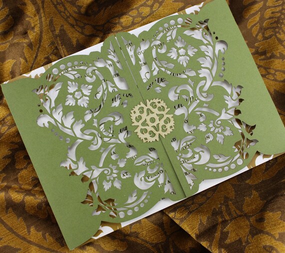 laser cut gatefold Royal Damask