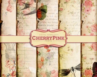 Shabby Chic digital paper VINTAGE COLLAGE digital craft and scrapbooking supplies, premade pages 12x12 inch digital download
