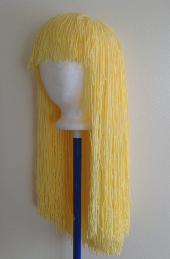 Handmade Crochet yarn Hair wig in yellow yellow for adult