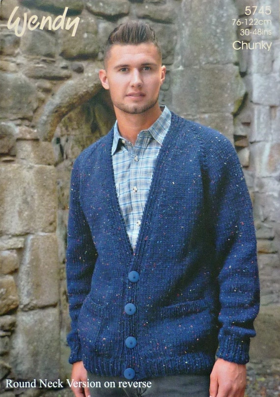 Mens Knitting Pattern W5745 Mens Long Sleeve by KnittingPatterns4U