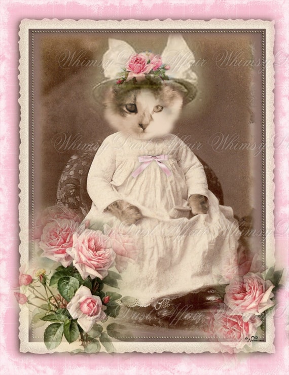 Digital collage sheet, cats, Imaginations 58, instant download, gift cards, tags, vintage, scrapbooking, journaling, kitten