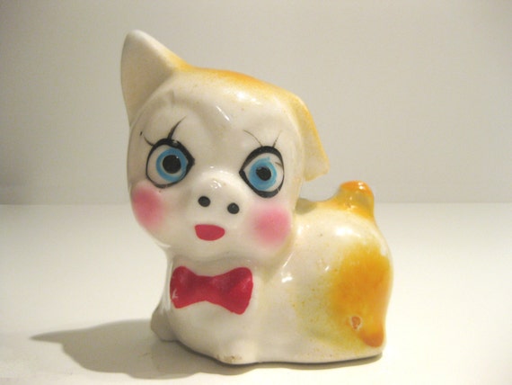 RESERVED FOR SHEILA - Vintage Little Cat/Pig/Dog Porcelain Figurine - 1940&#39;s Figurine - il_570xN.499504020_rubm