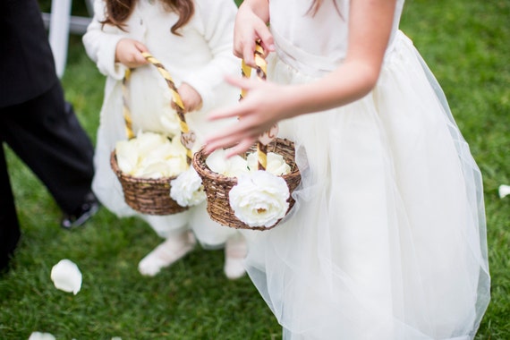 set of 2 Flower Girl Baskets Shabby Chic style