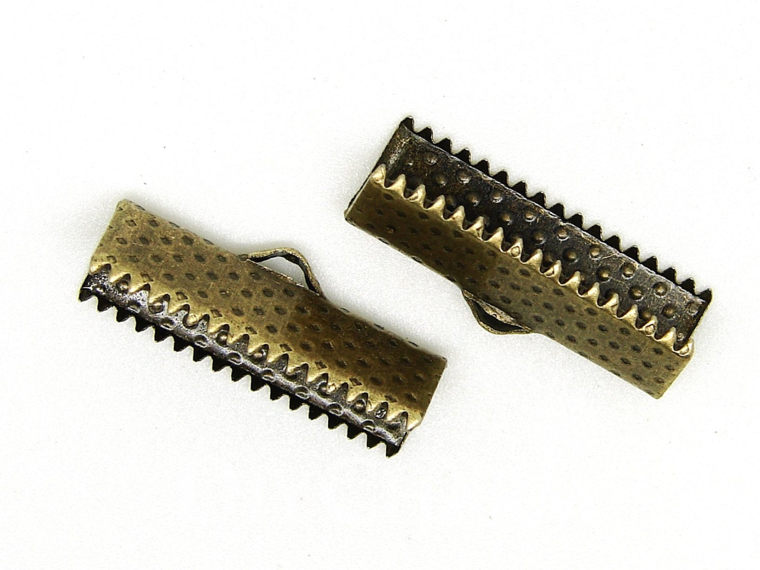 Bronze Tone Ribbon Clamps Ribbon End Crimps 20x6mm 50Pcs FQ22994 from diycharm on Etsy Studio
