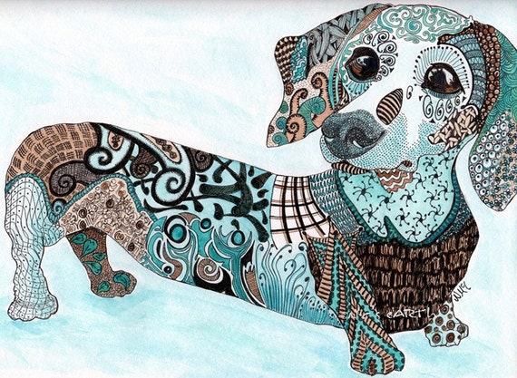 Items similar to Zentangle - Quirky - Contemporary ...