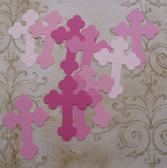 10 Cross Die Cut shape pieces made from Pink Cardstock