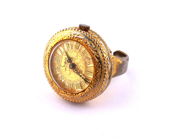 Vintage Sheffield Watch Cocktail Ring // Adjustable