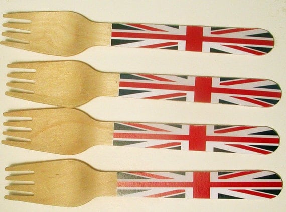Union Jack Wooden Forks, Spoons or Knives - Set of 20 Il_570xn